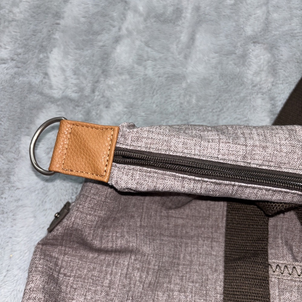 Thirty One Retro Metro Tote Bag With Side Pockets In Mocha Crosshatch 18x25x9 - Picture 5 of 9